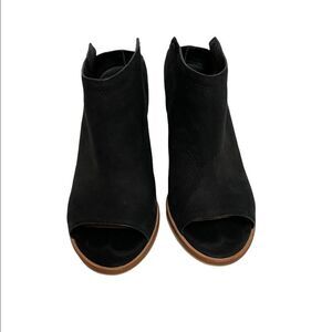 Dolce Vita Womens Size 9.5 Black Suede Block Heel Open Toe Slip On Sandal Shoes